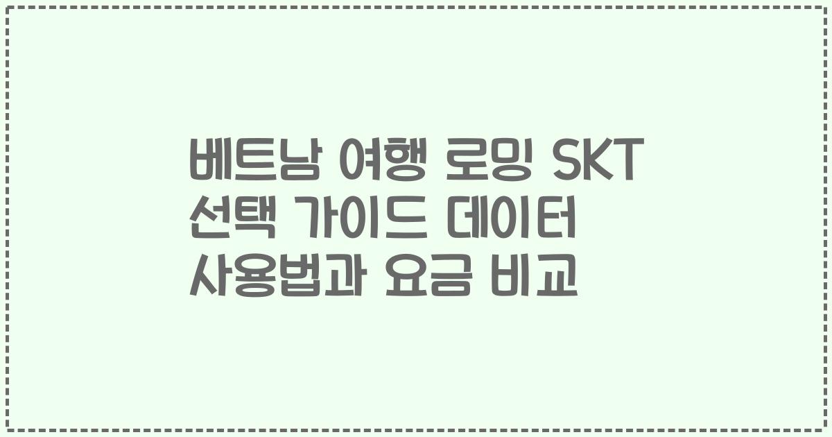 베트남 여행 로밍 SKT 선택 가이드 데이터 사용법과 요금 비교